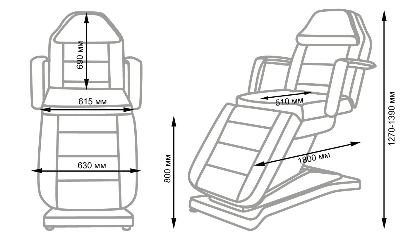 Размер косметологического кресла imin